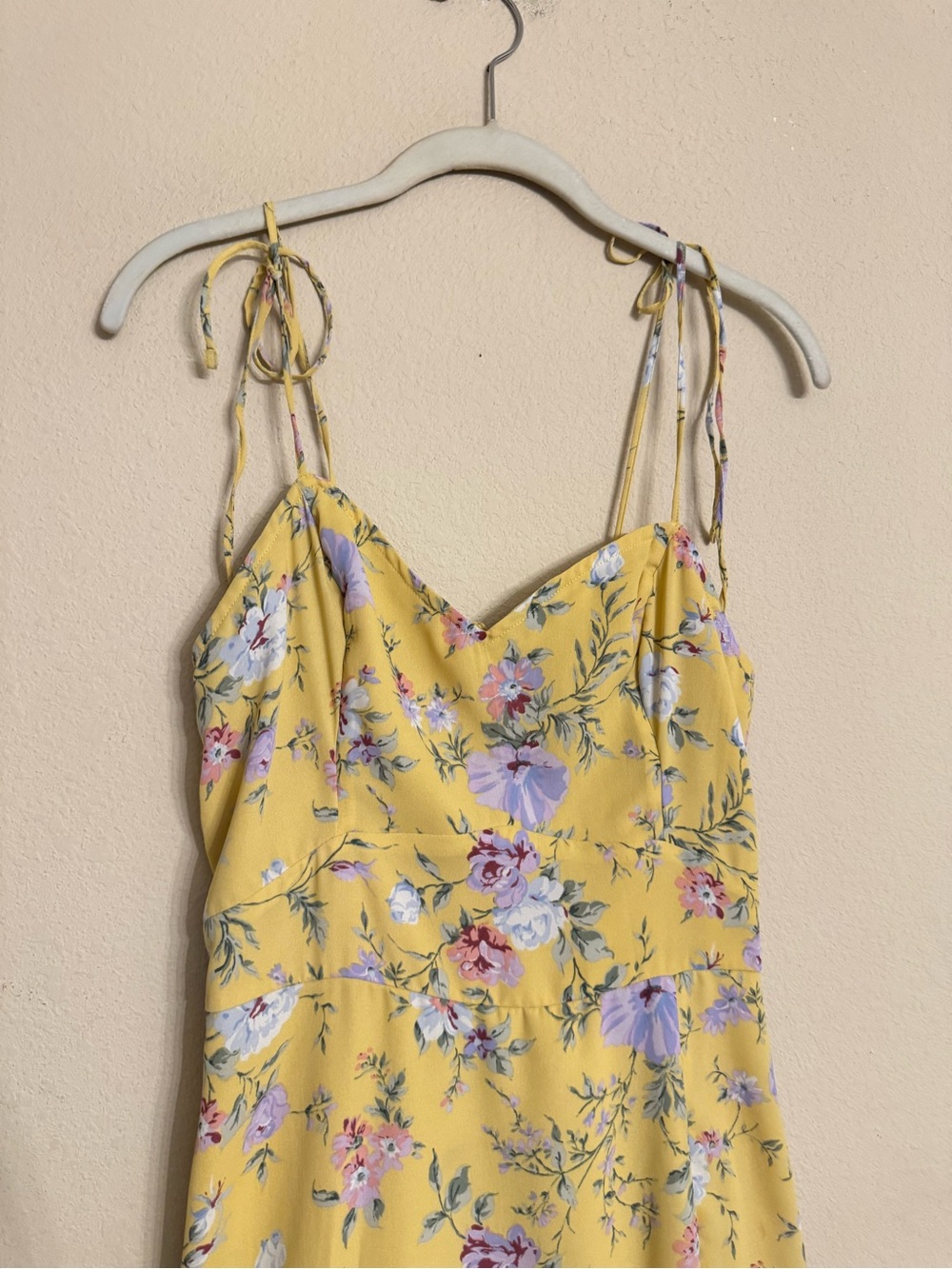 Abercrombie & Fitch Y2K Sun Dress Yellow Floral Prairie Cottage Size S Chiffon - Picture 4 of 15